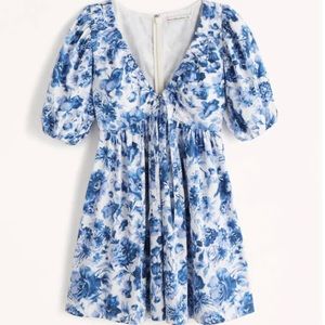 NWOT Abercrombie & Fitch Women's Cinch Tie Front Poplin Mini Floral Dress